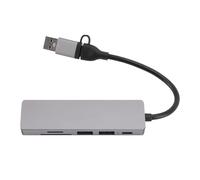 Fyearfly Hub USB tipo C 6 en 1, aumenta la conectividad del portátil, evita el desorden de cables, puertos USB 3.0 y USB 2.0, ranura para tarjeta de memoria, estación de acoplamiento compacta