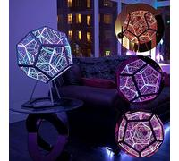 Fyearfly Infinite Dodecaedro Color Art Light, 7 Colores 3D Infinity Night Light Gaming Light Lámpara De Mesa LED con Soporte Control Remoto, Lámpara Decorativa Decoración De Escritorio para El Hogar