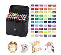 Fyearfly Juego De Marcadores De Colores PortáTiles,60 Piezas De Marcadores De Arte Permanentes,Rotuladores Con Puntas Dobles Rotuladores De Pintura Con Estuche De Transporte Para Dibujar Anime Y Manga