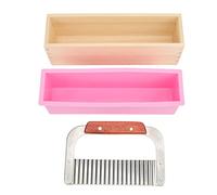 Fyearfly Juego de moldes de madera para cortar jabón, cortador de silicona y ondas, kit de fabricación de jabón para principiantes