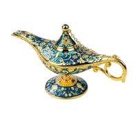 Fyearfly Lámpara de luz genio, mini lámpara milagrosa Aladdin lámpara de metal tallada decoración genio lámpara de aceite para decoración (Phnom Penh Blue)