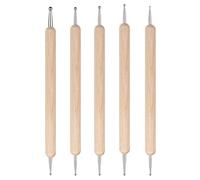 Fyearfly Lápices Ópticos de Madera 5 Unidades, Lápices Ópticos de Doble Punta para Trazar Y Puntear, de Haya Y Acero Inoxidable, para Pintar Y Grabar en Relieve, Cerámica Y Arcilla