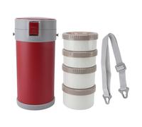 Fyearfly Lonchera aislada de acero inoxidable 304 de 2,9 L, a prueba de fugas, apta para microondas, apilable, con asa de correa, para escuela y oficina, color rojo