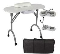 Fyearfly Mesa de manicura portátil, Tablero Plegable de Alta Densidad, Mesa de diseño de uñas con Estuche de Transporte para Uso en Salones de uñas en casa o de Viaje, en Estampado Floral
