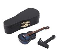 Fyearfly Modelo de Guitarra de Madera en Miniatura Retro, Mini Adornos Musicales artesanales, decoración del hogar, Adorno con Soporte Estable y Caja de Almacenamiento(10CM-Azul)