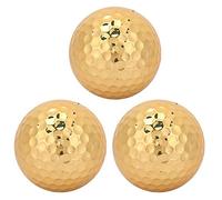 Fyearfly Pelotas de Golf Doradas, Pelota de Golf Portátil Chapado en Oro, 3 Piezas Pelotas de Golf de Caucho Dorado Material Deportivo para Ejercicio al Aire Libre para Entrenamiento