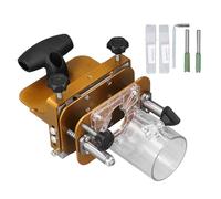 Fyearfly Plantilla de mortaja 2 en 1 de acero inoxidable, ancho de ranura ajustable, profundidad y altura, localizador de enrutador de madera para un posicionamiento preciso