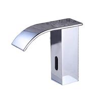 Fyeer Grifo de baño con sensor de infrarrojos alto, automático, inducción, ahorro de agua, grifo de lavabo, funcionamiento con pilas, cromo, agua fría