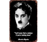 FYELVO Cartel de metal con citas de Charlie Chaplin de anime para decoración de sala de estar, cafetería, letrero decorativo para pared, 12 x 8 pulgadas