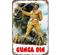 FYELVO Gunga Din - Póster de película retro divertido de metal, decoración de pared para el hogar al aire libre, 8 x 12 pulgadas