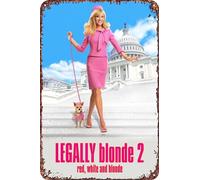 FYELVO Legally Blonde 2: Letrero de metal de película roja, blanca y rubia, decoración para sala de estar, cafetería, letrero decorativo para pared, 30,5 x 20,3 cm