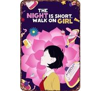 FYELVO Letrero de metal con texto en inglés «Night Is Short, Walk On Girl» para decoración de sala de estar, cafetería, letrero decorativo para pared, 30,5 x 20,3 cm