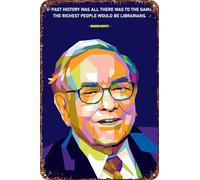 FYELVO Letreros de metal vintage con citas de Warren Buffett, carteles retro de garaje, carteles para decoración de cueva de hombre, 8 x 12 pulgadas