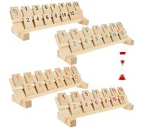 Fyeme Juego de 118 mini Rummy de madera con soporte, reloj de arena, ligero, creativo, interesante, comprensible, juego de mesa para 2-4 personas, juego de mesa para niños a partir de 6 años