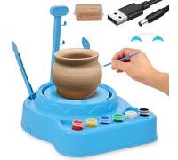 Fyeme Juego de alfarería para el hogar con herramientas de grabado, rueda de alfarería eléctrica con pigmento USB, juego de alfarería para niños para padres y niños, actividades amantes de la cerámica