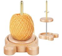 Fyeme Soporte de lana de madera, soporte de lana giratorio, base estable, rodamiento de bolas, como soporte de lana, regalo de ganchillo para amantes del punto (A)