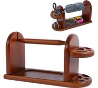 Fyeme Soporte de lana de madera, soporte giratorio para bolas de lana, base estable, rodamiento de bolas, como soporte de lana, regalo de ganchillo con estante de almacenamiento con destornillador y