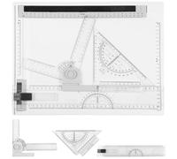 Fyeme Tablero de dibujo A4 con alfombrilla antideslizante, tablero de dibujo A4, multifuncional con escala deslizante, riel de desgarro, tamaño triangular, placa de dibujo, adecuado para ingenieros de