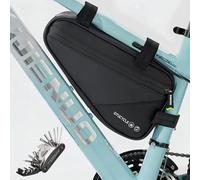 Fyfjur 2L Bolsa Bicicleta Cuadro, Cuero PU Triangular Bolsa para Bicicleta Impermeable con Multiherramienta 16 en 1, 2 Compartimentos, Bikepacking Regalos para Ciclistas
