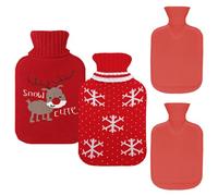 Fyfjur Bolsa de Agua Caliente con Cubierta, 2 Piezas 500 ml Botellas de Agua Caliente Botella de Goma y Funda de Punto Extraíble para Espalda,Cuello,Cintura,Piernas,Cama Caliente