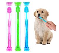 Fyfjur Cepillo Dientes Perro, 3 Piezas 360º Mango De Silicona Reutilizable Cepillo De Dientes Para Perros Antiplaca, Eficiente Y Limpio Cepillo De Dientes Con Tubo De Almacenamiento Para Mascotas