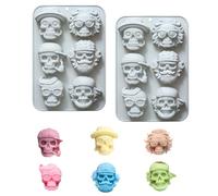 Fyfjur Cráneo Molde Chocolate, 2 Piezas Halloween Moldes Bombones Silicona, Cubiteras Para Hielo, Molde De Silicona Para Chocolate, Moldes Silicona Para Dulces, Chocolate, Gelatina (20,9*14,4*3,3cm)