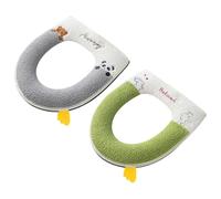Fyfjur Cremallera Funda Inodoro, 2 Piezas Felpa Funda para Asiento De Inodoro con Mango, Invierno Cojín del Asiento del Inodoro Mantener Caliente para Asiento De Inodoro Ovalado, 38x43cm