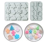 Fyfjur Molde de Chocolate Navideño, 2 Piezas Silicona, Hombre de Jengibre, Copo de Nieve, Árbol de Navidad, para Tartas, Gelatina, Bombones, Cubitos de Hielo