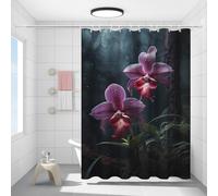 FYFMUSHE Cortina de ducha moderna y hermosa orquídeas para baño, diseño de flores naturales del valle, cortina de baño de tela de poliéster impermeable con 12 ganchos, decoración de privacidad para