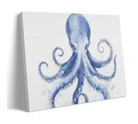 FYFMUSHE Lienzo abstracto de pulpo azul para pared, pinturas artísticas en acuarela, océano, animales, cuadros sobre lienzo, enmarcados listos para colgar, obra de arte para dormitorio, decoración del