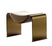 FYGZHMS Taburete de Tocador de Cuero de Microfibra, Taburete Acolchado Dorado de 62cm, Silla de Maquillaje Moderna con Patas de Metal para Dormitorio y Salón, Ya Montado(A)