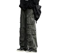 FYHTC Pantalones Góticos EMO Alt Cargo, Pantalones Vaqueros Holgados Hippie Pantalones Vaqueros Negros Góticos Punk para Mamá, Pantalones Cyber Y2k Ropa Académica Oscura(Green,Medium)