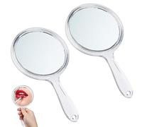 Fyihoxi 2 Pcs Espejo de Mano con Mango, Espejo Mano, Espejo de Doble Cara 1X/3X Espejo de Aumento Espejo de Mano de Viaje Pequeño y Portátil para Diario, para Damas Maquillaje Diario
