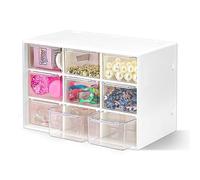 Fyihoxi Estante con Clasificador Apilable 9 Cajones, Cajoneras Plastico Almacenaje, Organizador de Cajones para Tornillos Blanco para Almacenar Cosméticos, Joyería