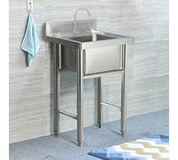 FYLDQAXU Fregadero de acero inoxidable para exteriores, hecho a mano, fregadero de cocina comercial independiente de una bañera, para restaurante, garaje interior y exterior (60 cm)