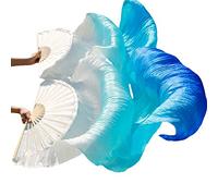 Fymlok Abanico Seda Danza del Vientre Silk Belly Dance Fan Veils Handmade Dyed Veil Seda Pure Bellly Danza Accesorios(7)