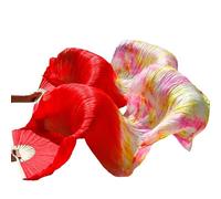 Fymlok Abanico Seda Danza del Vientre Silk Belly Dance Fan Veils Handmade Dyed Veil Seda Pure Bellly Danza Accesorios(23)