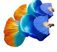 Fymlok Abanico Seda Danza del Vientre Silk Belly Dance Fan Veils Handmade Dyed Veil Seda Pure Bellly Danza Accesorios(9)