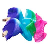 Fymlok Abanico Seda Danza del Vientre Silk Belly Dance Fan Veils Handmade Dyed Veil Seda Pure Bellly Danza Accesorios(16)