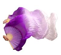 Fymlok Abanico Seda Danza del Vientre Silk Belly Dance Fan Veils Handmade Dyed Veil Seda Pure Bellly Danza Accesorios(12)