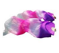 Fymlok Abanico Seda Danza del Vientre Silk Belly Dance Fan Veils Handmade Dyed Veil Seda Pure Bellly Danza Accesorios(24)