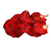 Fymlok Abanico Seda Danza del Vientre Vientre Dance Seda Velo Ventiladores 1 Par Venta al por Mayor Tamaño Clásico Costillas de Fans Protecamientos Personalizados(2,180x90cm)