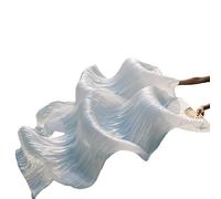 Fymlok Abanico Seda Danza del Vientre Vientre Dance Seda Velo Ventiladores 1 Par Venta al por Mayor Tamaño Clásico Costillas de Fans Protecamientos Personalizados(12,150x90cm)