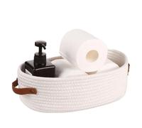 Fymlok Cestas Almacenaje Baño 1 cesta de almacenamiento tejida multifuncional con asas dobles(WHITE)