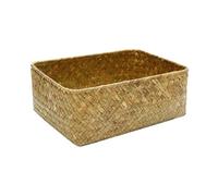 Fymlok Cestas Almacenaje Baño Cesta de almacenamiento tejida a mano, cesta ratán, picnic, caja frutas(Yellow,2)