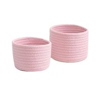 Fymlok Cestas Almacenaje Baño Cesta de almacenamiento tejida cuerda algodón, organizador escritorio, artículos diversos(Pink,S)