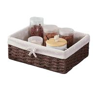 Fymlok Cestas Almacenaje Baño Cestas de almacenamiento tejidas a mano, organizador artículos diversos con tapa, caja cosméticos Rectangular(Storage Baskets1)
