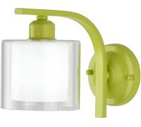 FYMLP American Country Simple Wall Light Nordic Green Iron Wall Sconces Double Layer Glass Shade Wall Lamps for Bedside Hallway Bedroom Doorway