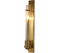 FYMLP American Style Industrial Wall Sconces Modern Long Tube Clear Glass Shade Wall Lamps Vintage Golden Metal Wall Light for Mirror Living Room Hallway Kitchen