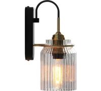 FYMLP American Style Wall Lamps Modern Clear Glass Shade Wall Light Industrial Brass Wall Sconces for Bathroom Living Room Hallway